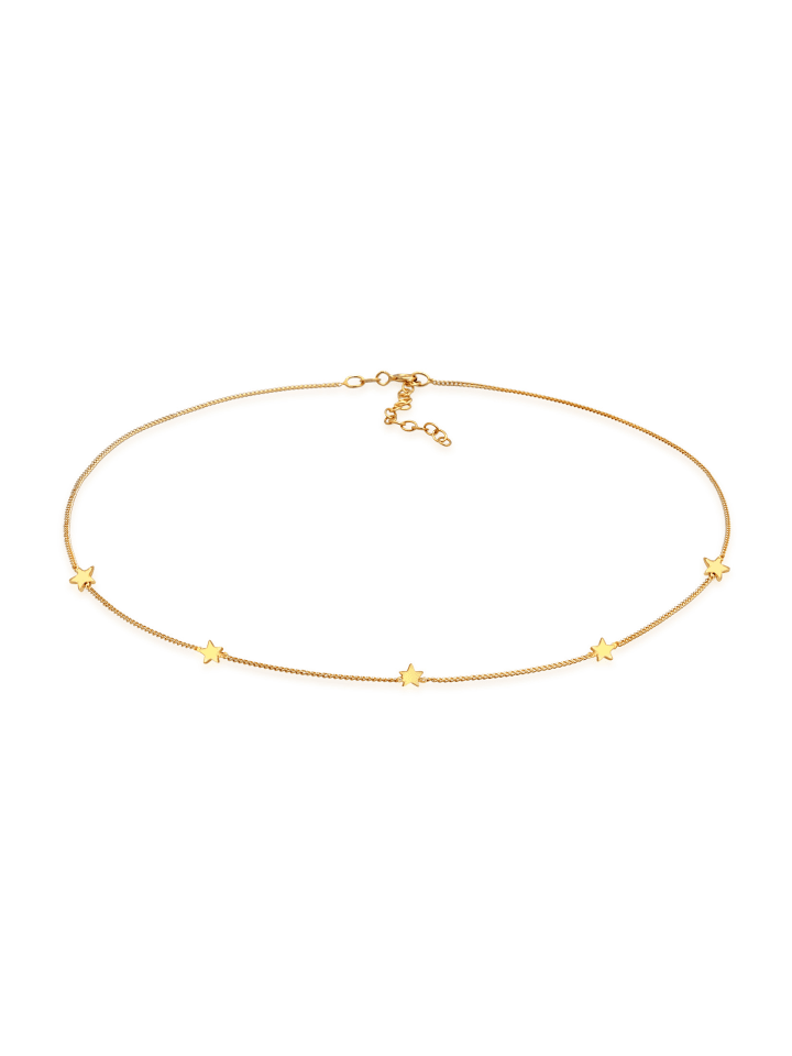 Halskette 925 Sterling Silber Sterne, Stern in Gold