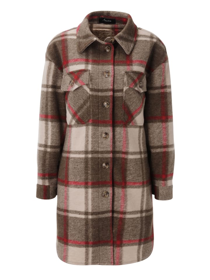 Fleecejacke in braun-beige-rot