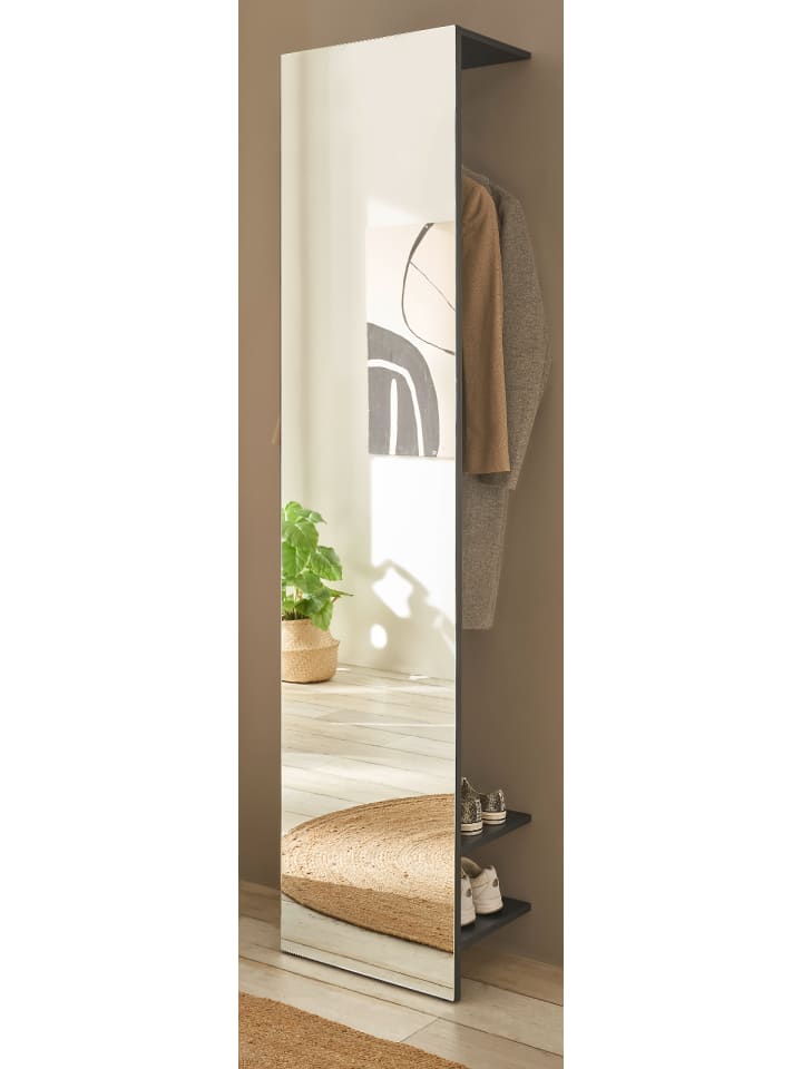 Kompaktgarderobe grau matt 50 cm, Garderobe mit Spiegel