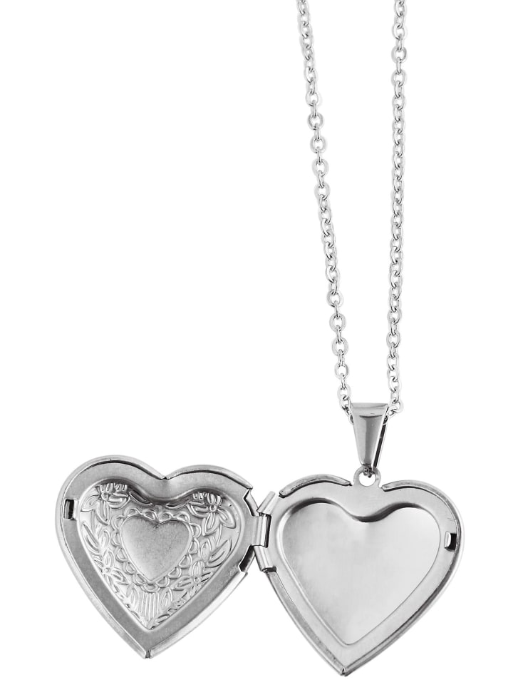 Damen Halskette mit Anhänger – Medaillon aus Edelstahl in silber