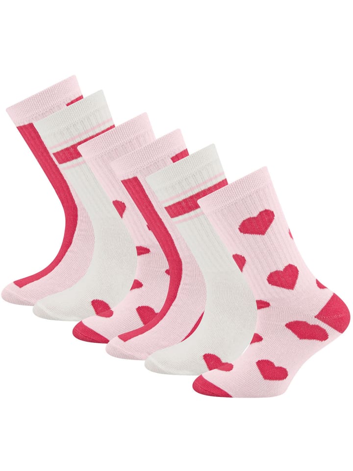 6er-Set Socken 6er Pack Herzen/Streifen in bunt