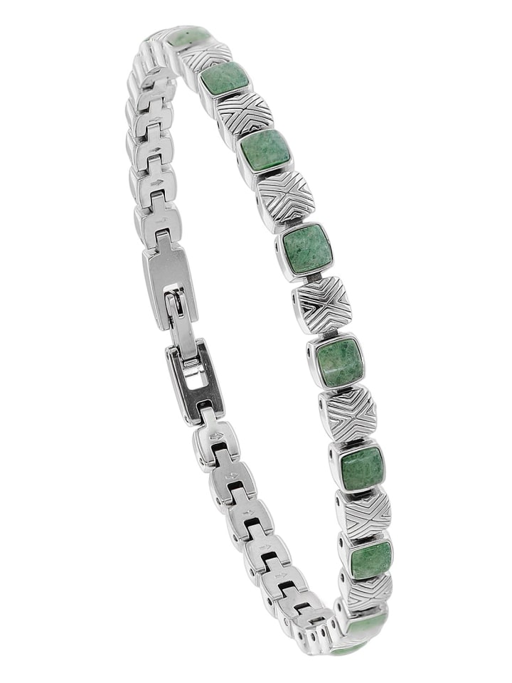 Herren-Armband Edelstahl Peppered Aventurin/Silberfarben