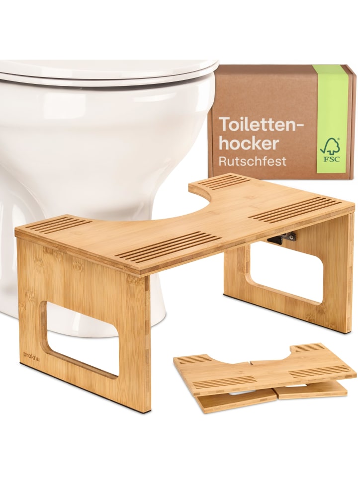 Klappbarer Toilettenhocker aus FSC® Bambus-Holz