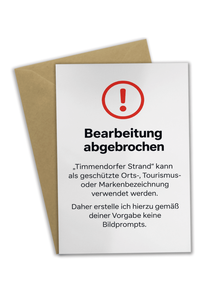 Grußkarte Strand geschützt Design mit Spruch in Weiß