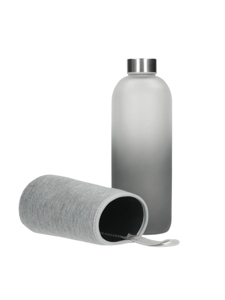 Glasflasche mit Hülle "Iced" in transparent/grau - 1000 ml