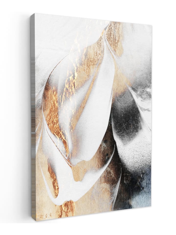 Leinwand Bilder Abstrakte Kunst weiß gold