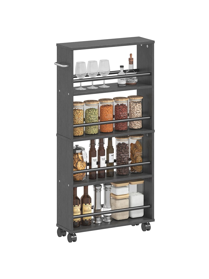 Rollwagen in Schwarz 45L x 15B x 91H cm