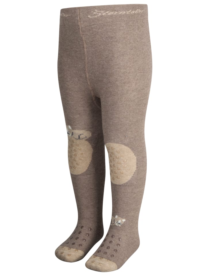 Krabbelstrumpfhose Bauernhof in braun mel.