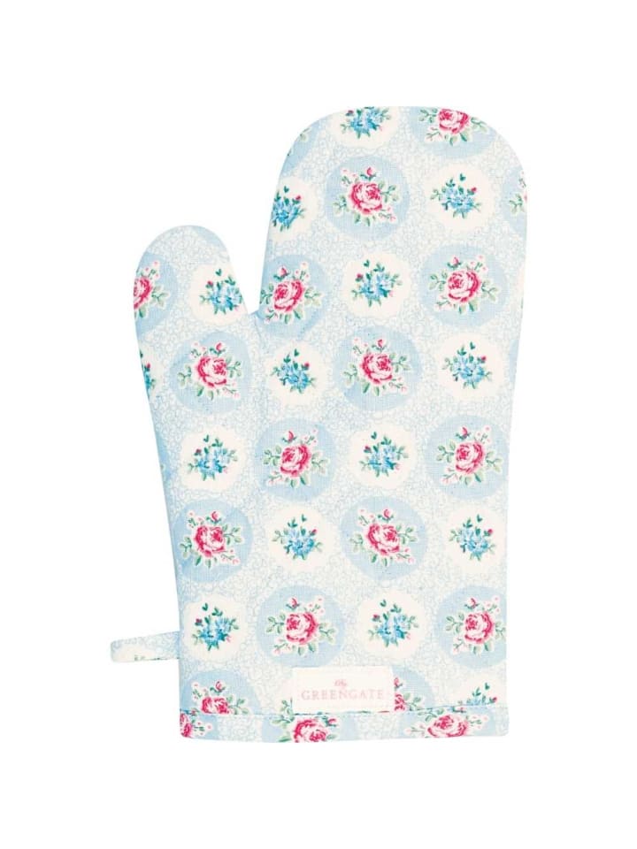 Ofenhandschuh ELLE PALE BLUE Blau mit Blumen