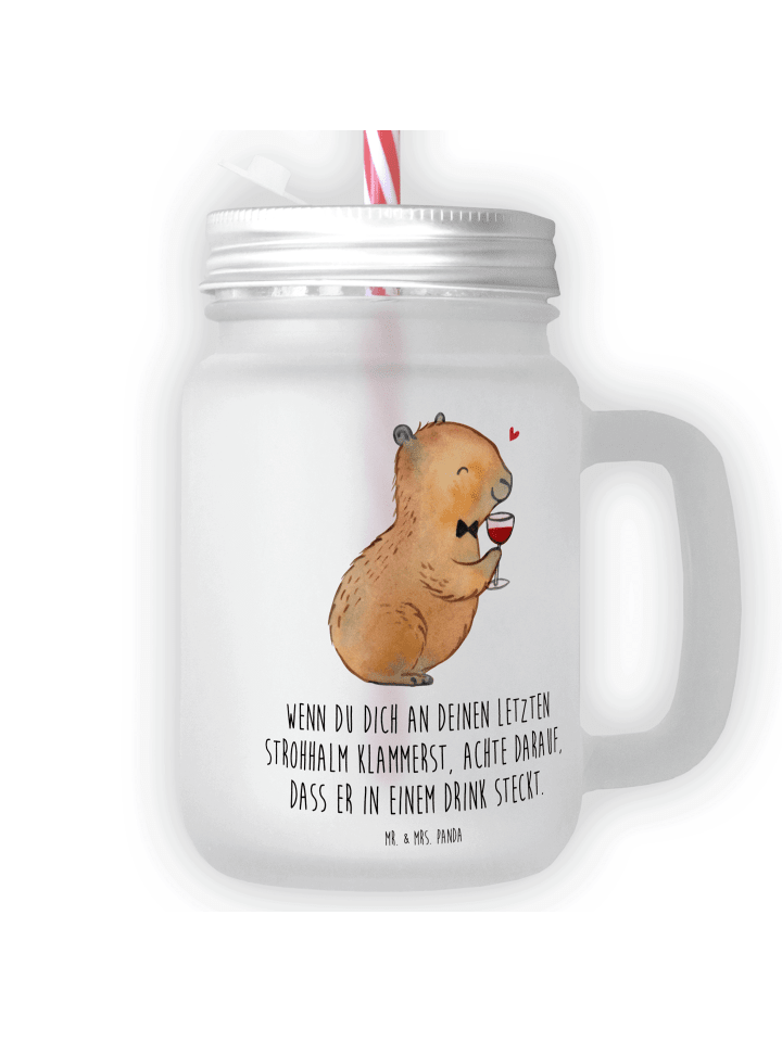 Getränkebecher Capybara Wein mit Spruch in Transparent