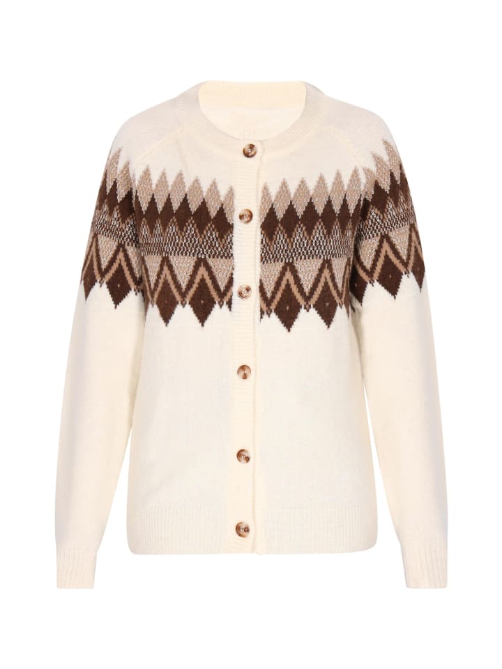 Women Cardigan in Wollweiss Mehrfarbig