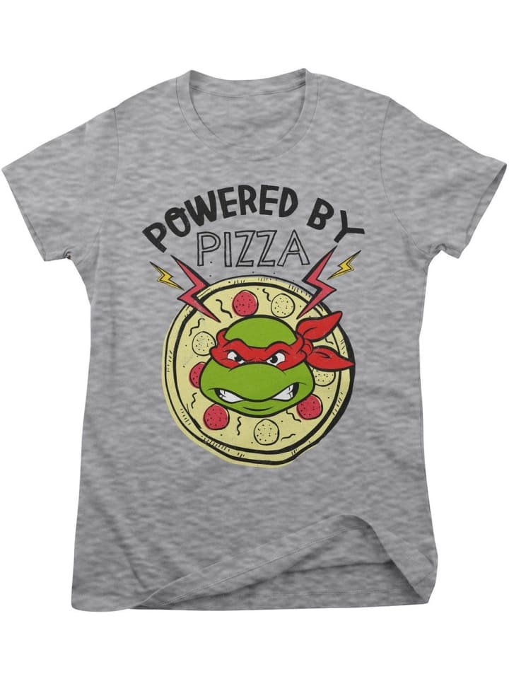 Shirt "Powered By Pizza Girly Tee" in Grau