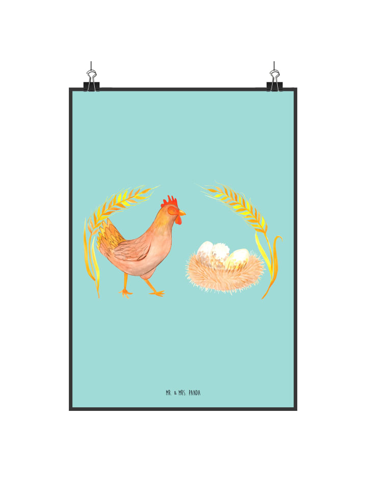 Poster Huhn Stolz ohne Spruch in Türkis Pastell