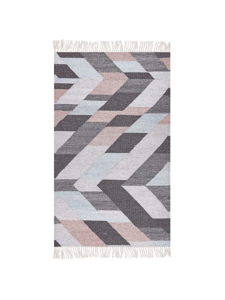 Geflochtener Teppich NAKKAS in Bunt/Beige/Grau - (W) 80 x (H) 0.6 x (L) 150 cm