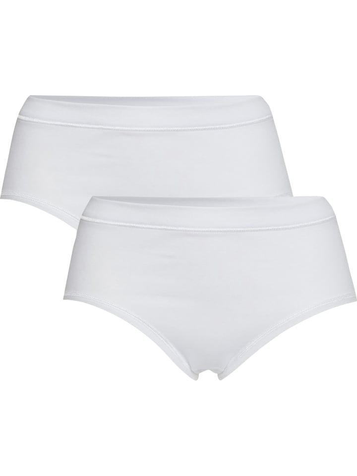 Baumwolle, Feinripp Hüftslip 2er-Pack in weiß