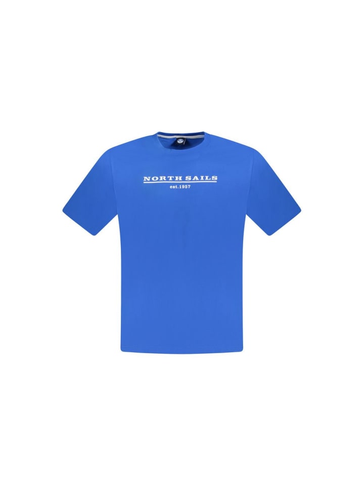 Blau Baumwolle Herren T-Shirt