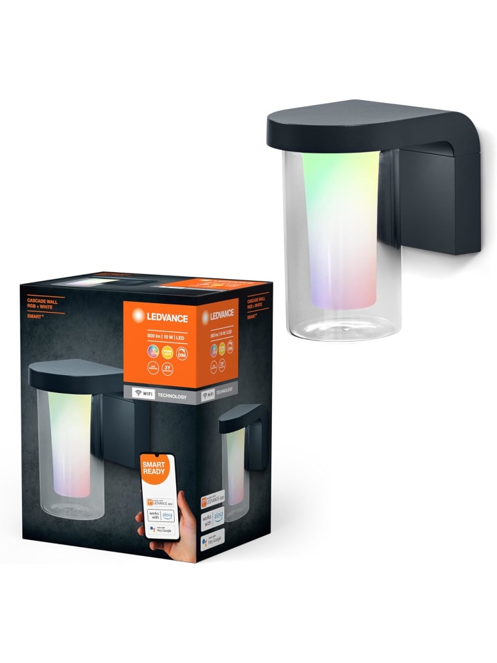 SMART WI-FI CASCADE RGBW 18cm LED Wandleuchte dunkelgrau Außen dimmbar 10W