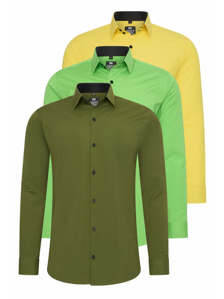 3er Set Business Hemd in 3erSet-(44_Khaki)(44_Grün)(44_Gelb)