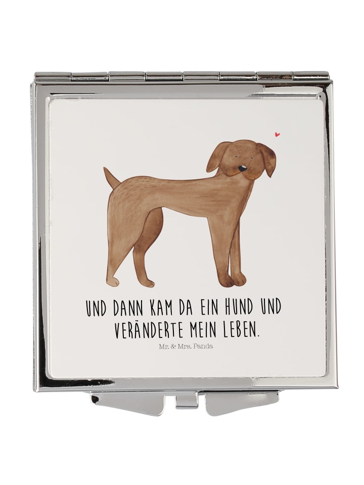 Taschenspiegel Hund Dogge mit Spruch in Weiß