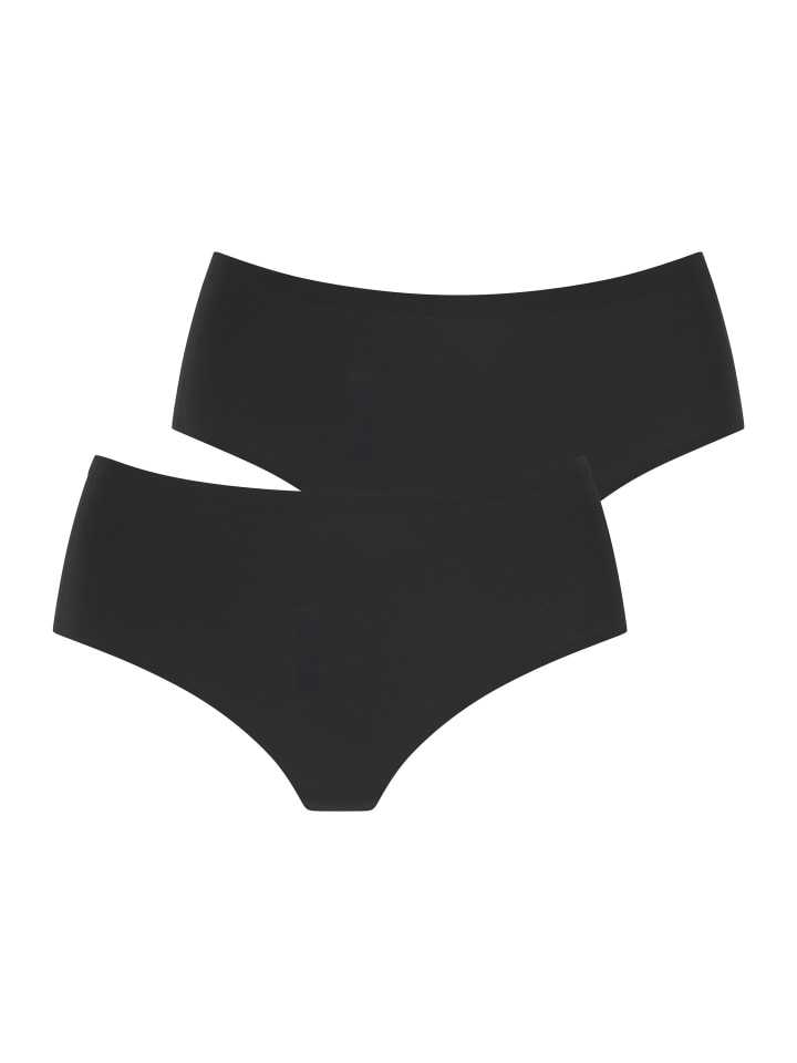 High-Waist-String in schwarz 2x