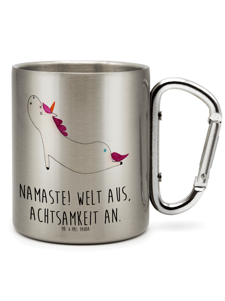 Becher Einhorn Yoga mit Spruch in Silber