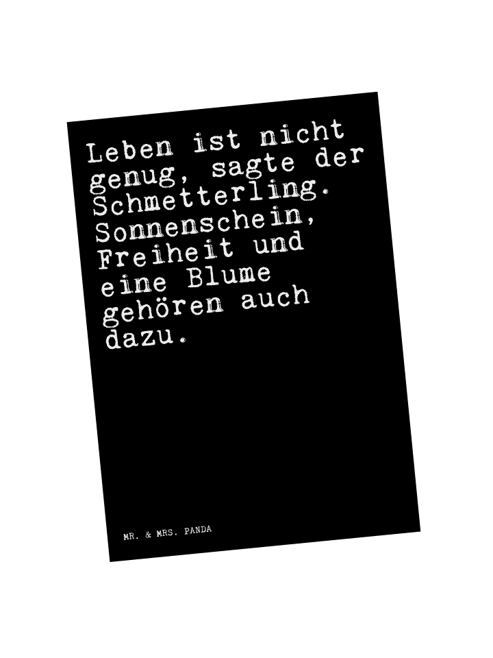 Postkarte Leben ist nicht genug,... mit Spruch in Schwarz