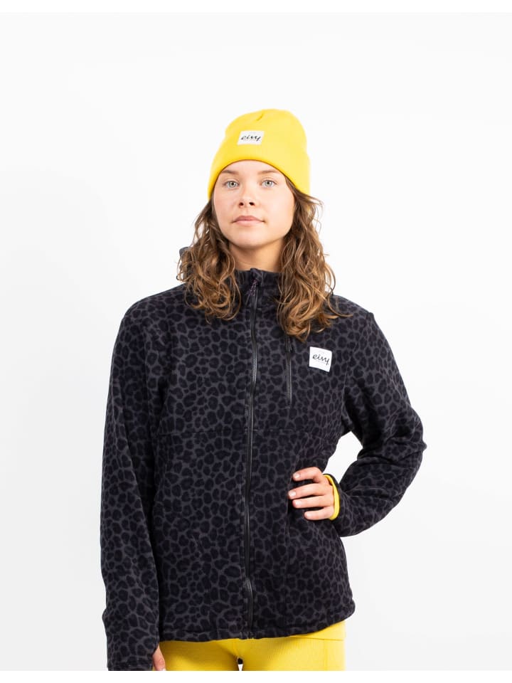 Fleecejacke Techlight Ziphood Fleece in Black Leopard
