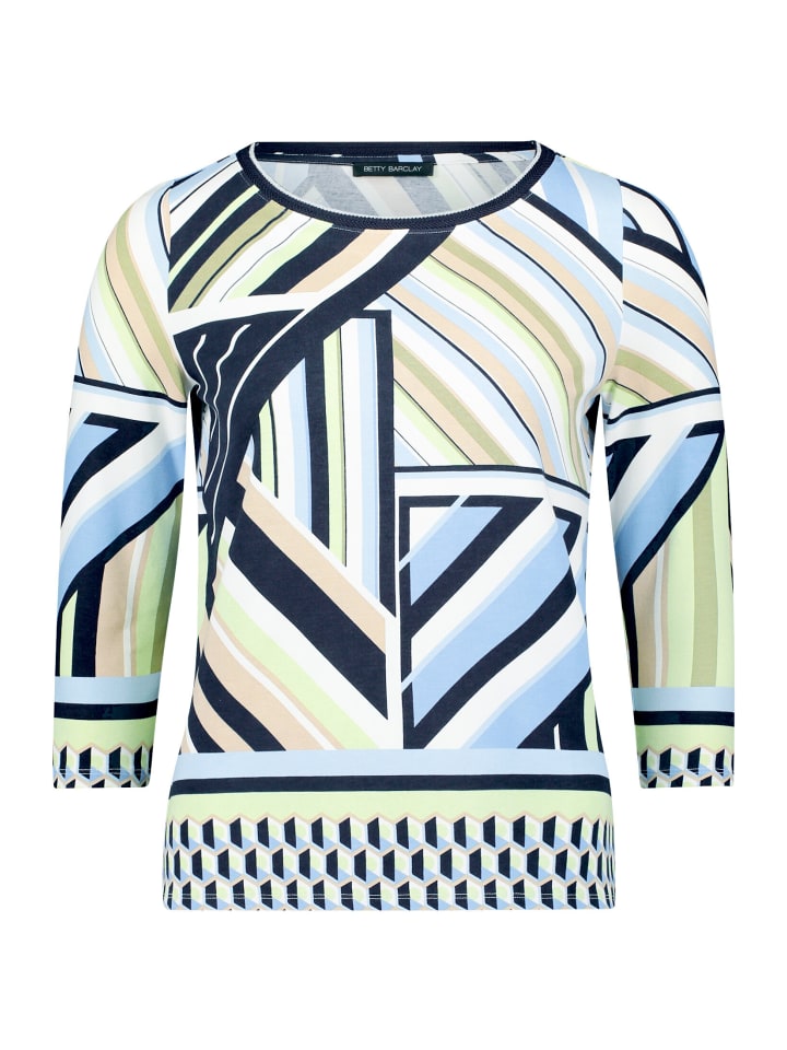 Basic Shirt mit Print in Blau/Grün