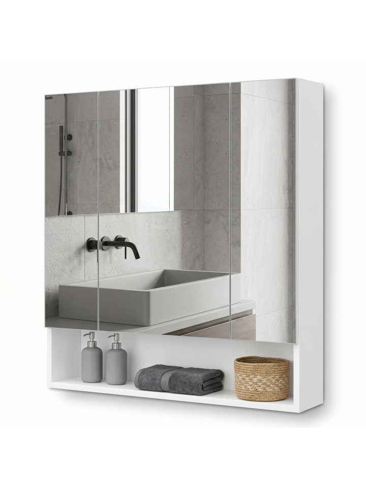Badezimmerschrank Kailyn in Weiß - (B)70 x (H)75 x (T)16.5 cm