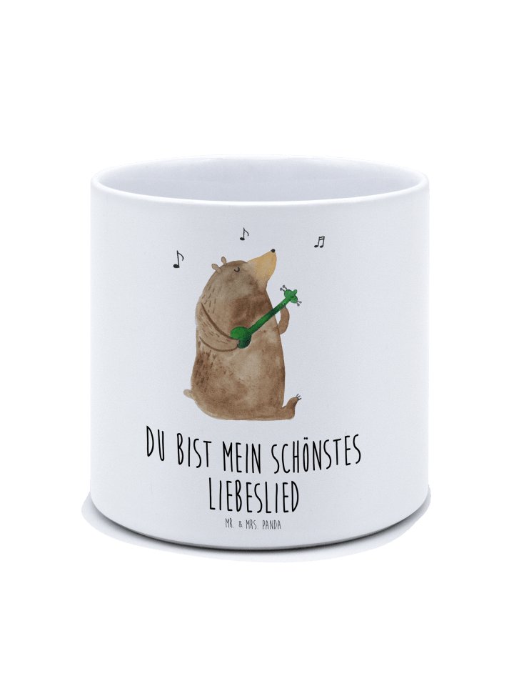 Übertopf Bär Lied mit Spruch in Weiß