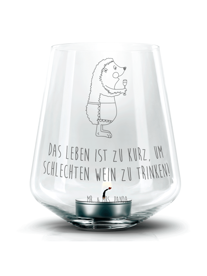 Laterne Igel Wein mit Spruch in Transparent