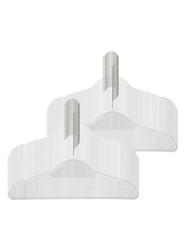 50er-Set: Kleiderbügel Breanna in Silbern-Weiß - (B)43.5 x (H)22.5 x (T)0.6 cm