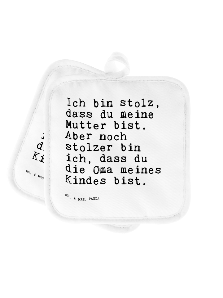 Topflappen Ich bin stolz, dass... mit Spruch in Weiß