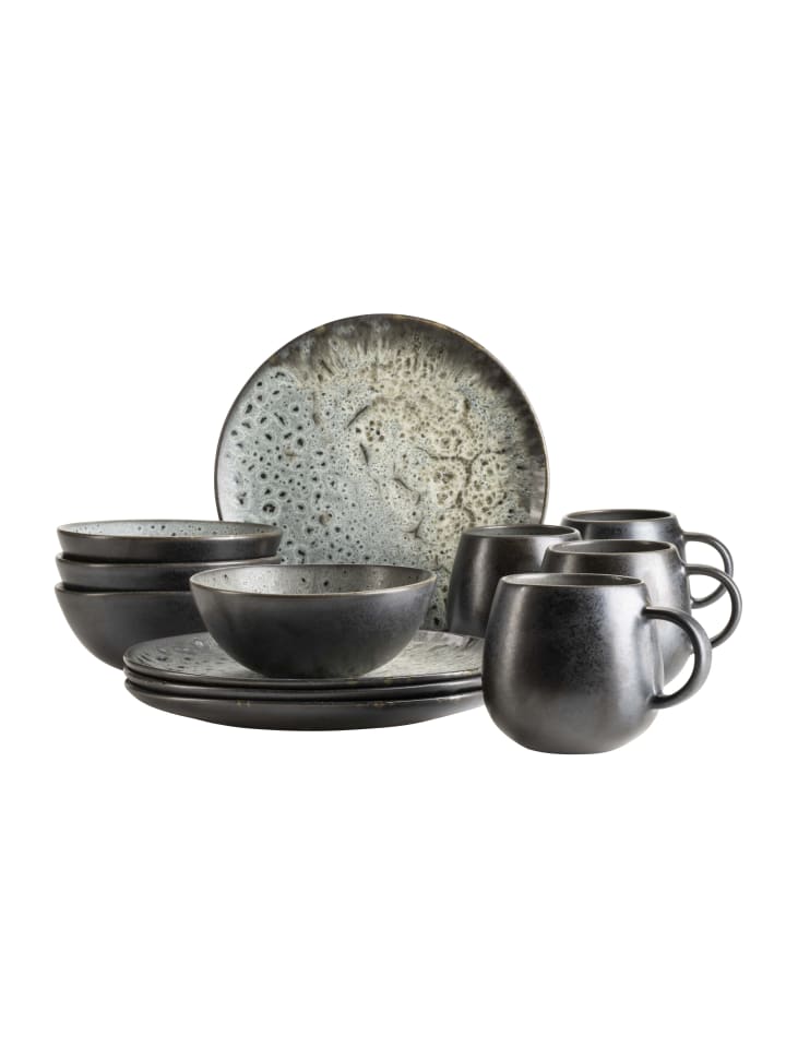 Frühstücks Set, Steinzeug Carellia in Grau