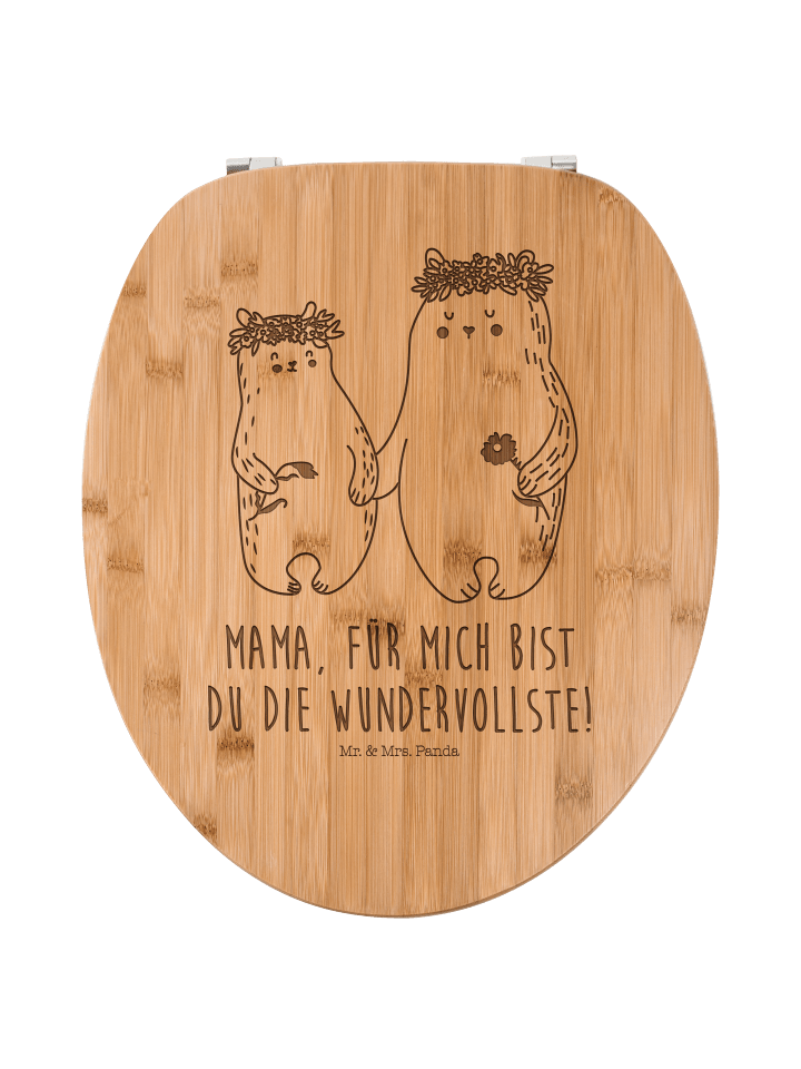 WC-Brille Bären mit Blumenkranz mit Spruch in Transparent