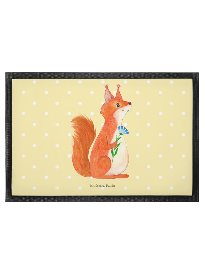 Fußabtreter Eichhörnchen Blume ohne Spruch in Gelb Pastell