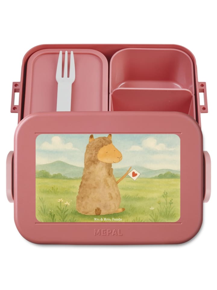 Brotdose Alpaka Fahne Design ohne Spruch in Rot Pastell