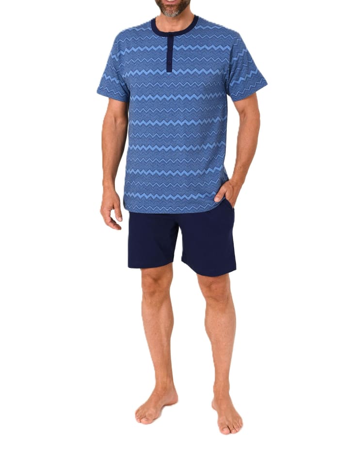 Schlafanzug kurzarm Short Pyjama Übergröße in marine