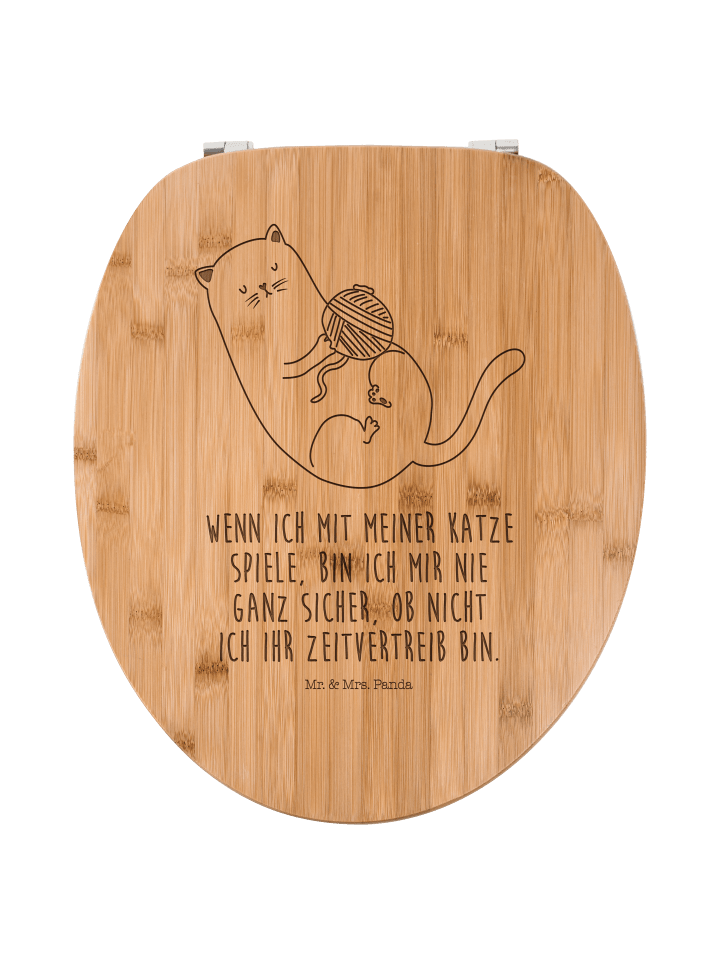 Toilettendeckel Katze Wolle mit Spruch in Transparent