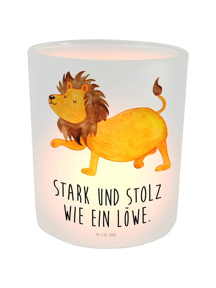 Teelichthalter Sternzeichen Löwe mit Spruch in Transparent