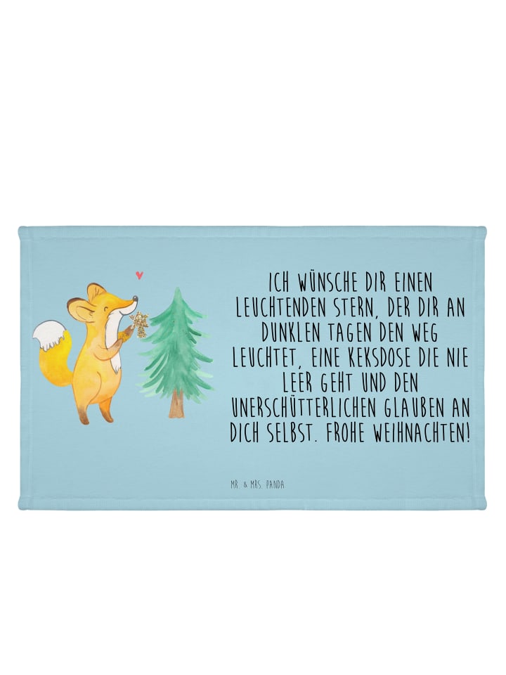 Gäste Handtuch Fuchs Weihnachtsbaum mit Spruch in Eisblau