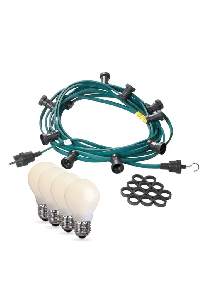 Garten Party Lichterkette Illu 10 milchige LED Tropfenlampen 10m grün