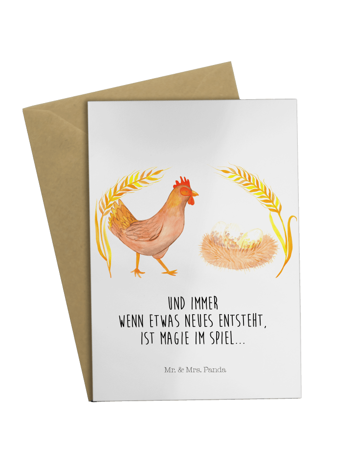 Grußkarte Huhn Stolz mit Spruch in Weiß