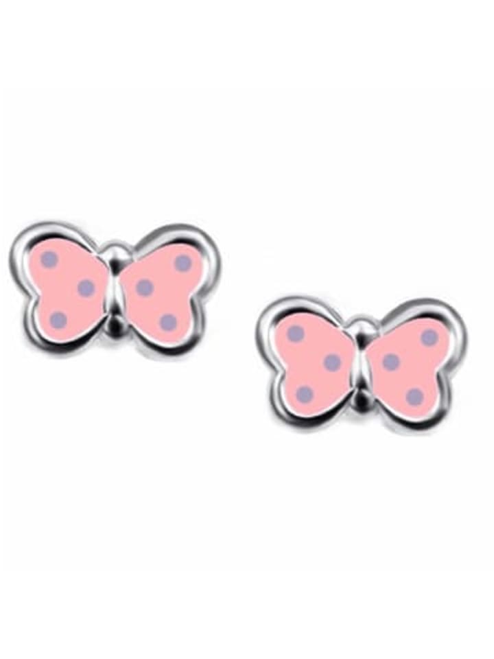 Ohrringe 925 Silber Schmetterling in Rosa