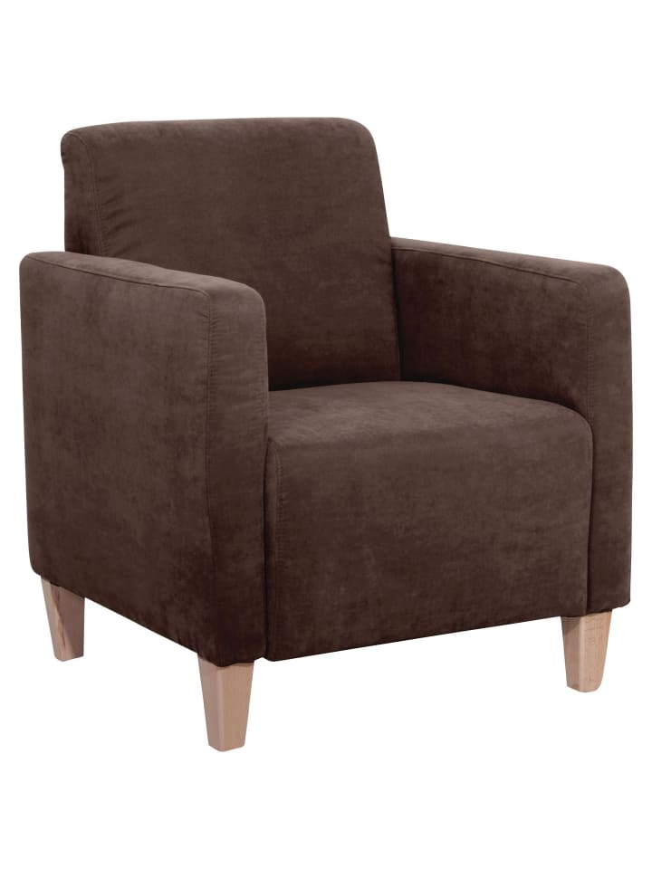 SESSEL Karol Bezug Veloursstoff Buche natur / braun