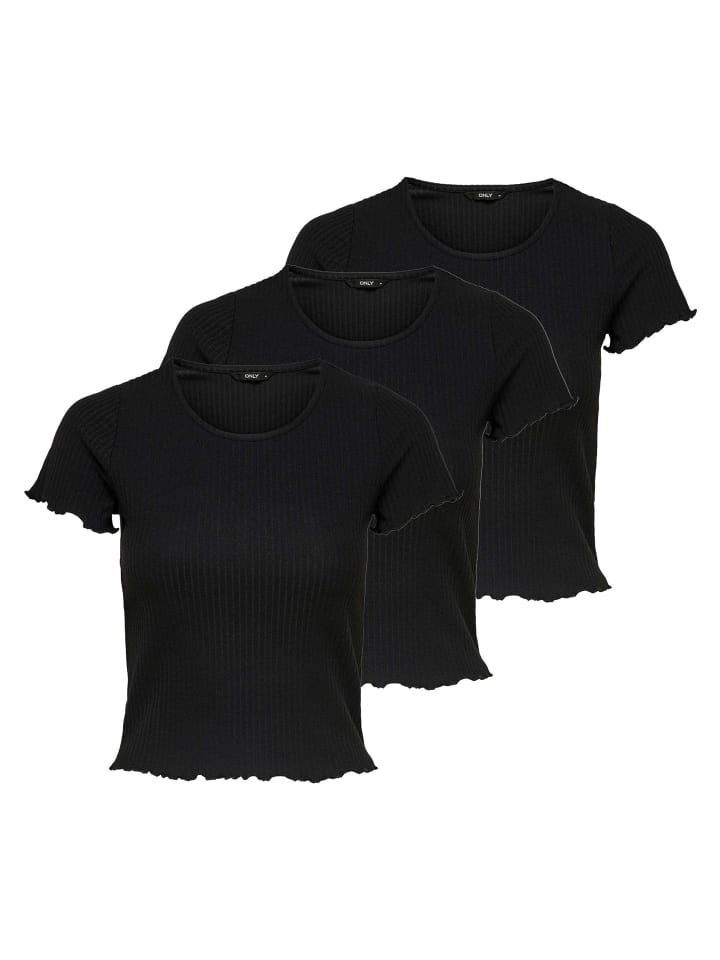 T-Shirt 3er Pack in Schwarz