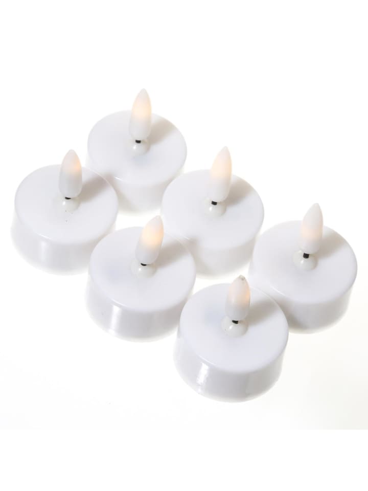 6er Set LED Teelichter flackernd D: 3,8cm in weiß