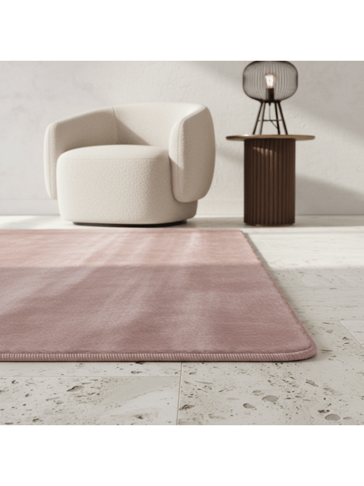 Teppich Kurzflor Waschbar Einfarbig ISAR Strapazierfähig OEKO-TEX in Rosa