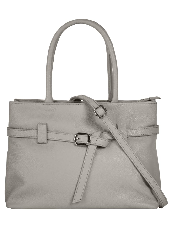 Handtasche echt Leder in grau