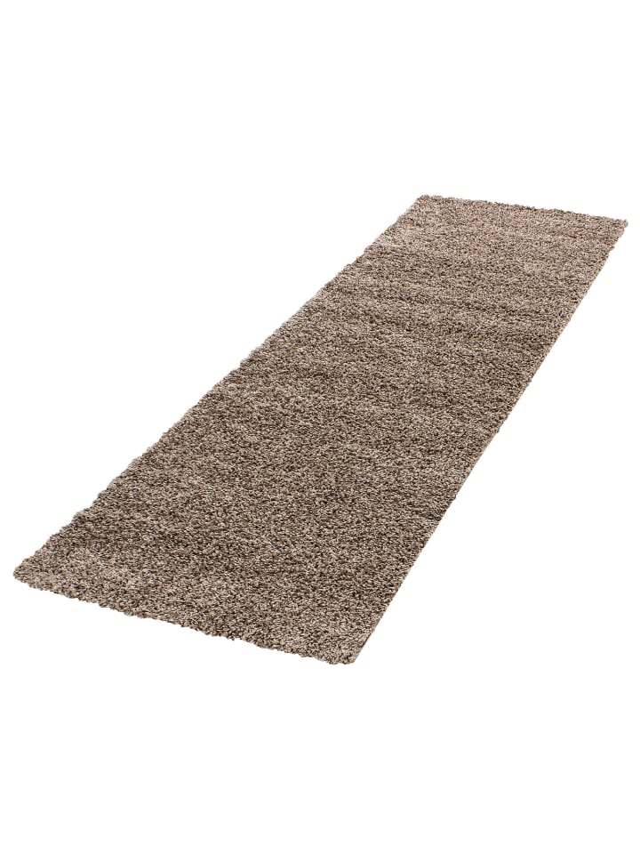 Teppich Hochflor Shaggy Waschbar Einfarbig RHEIN Strapazierfähig in Mokka